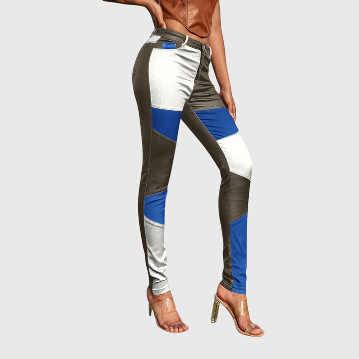 Jamie | Pantalons Tubulaires avec Motif Color Block