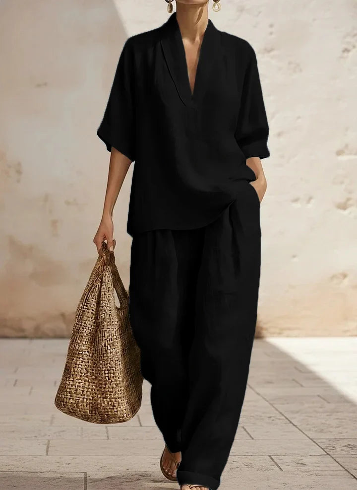 Lilly | Ensemble en Lin Deux Pièces Sans Effort