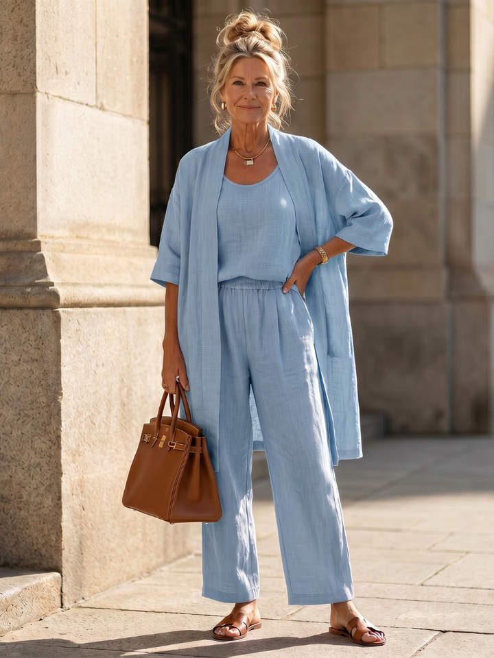 Yael | Ensemble Pantalon Top Détendu en Trois Pièces