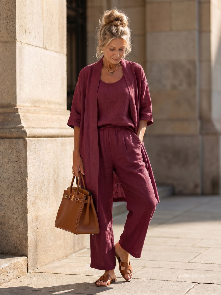 Yael | Ensemble Pantalon Top Détendu en Trois Pièces