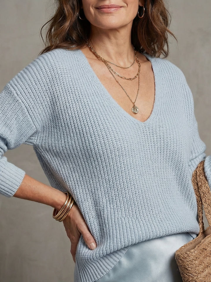 Luciana | Ensemble jupe satin biais et pull en maille