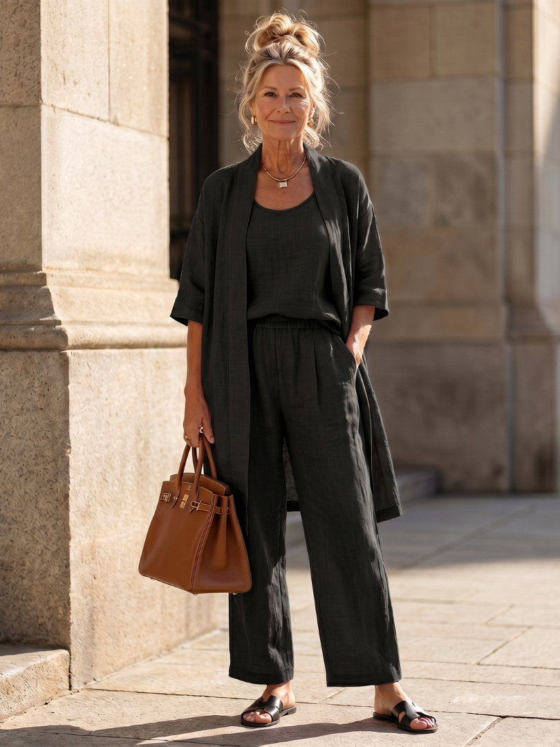 Yael | Ensemble Pantalon Top Détendu en Trois Pièces