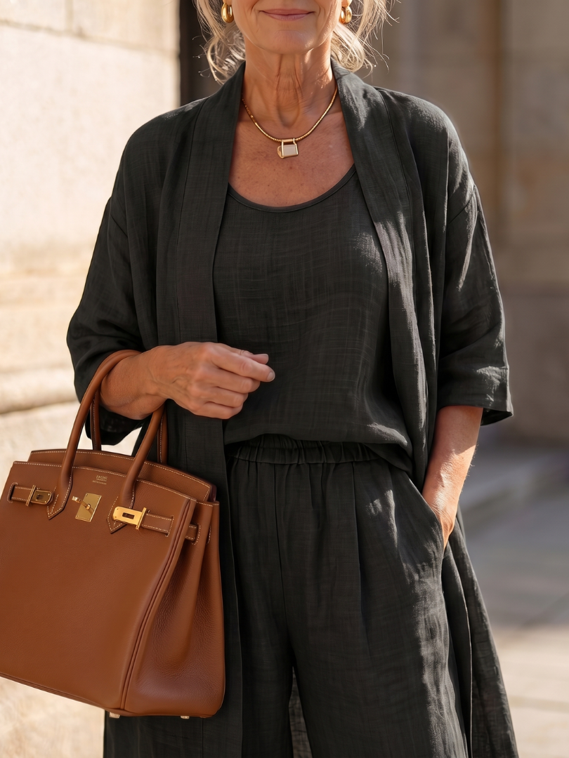 Yael | Ensemble Pantalon Top Détendu en Trois Pièces