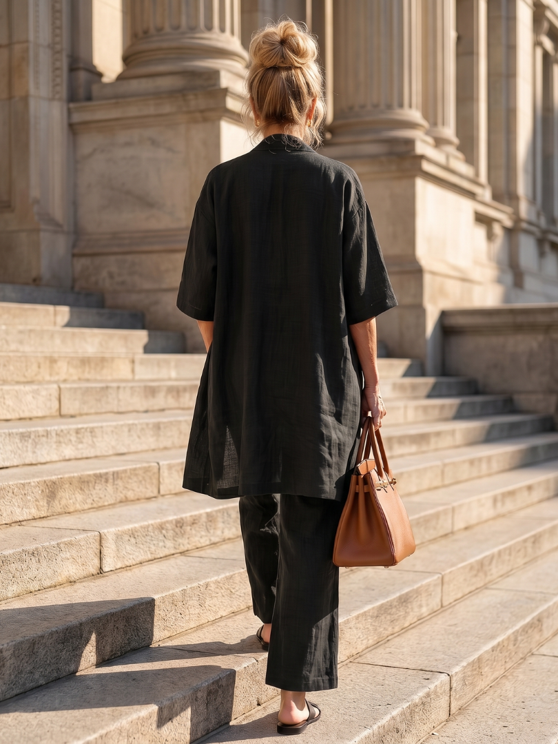 Yael | Ensemble Pantalon Top Détendu en Trois Pièces