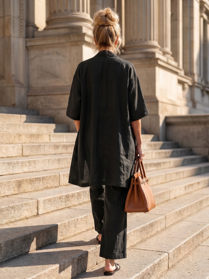 Yael | Ensemble Pantalon Top Détendu en Trois Pièces
