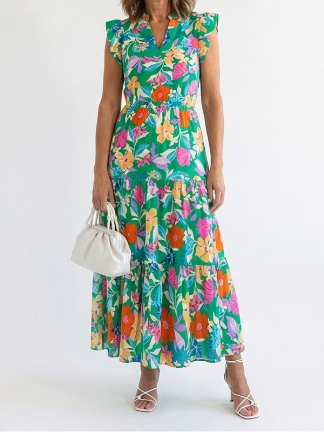 Lila | Robe Midi Évasée à Imprimé Floral