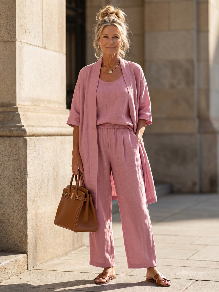 Yael | Ensemble Pantalon Top Détendu en Trois Pièces