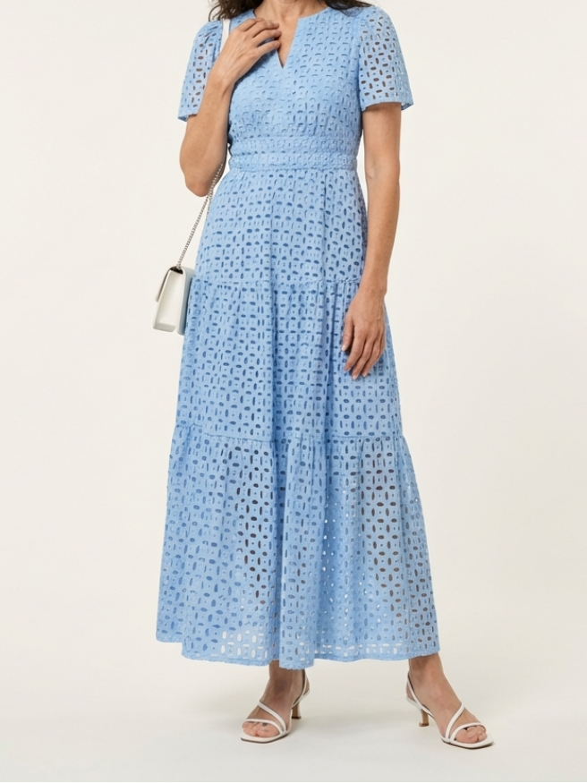 Brielle | Robe midi à manches courtes en V à volants