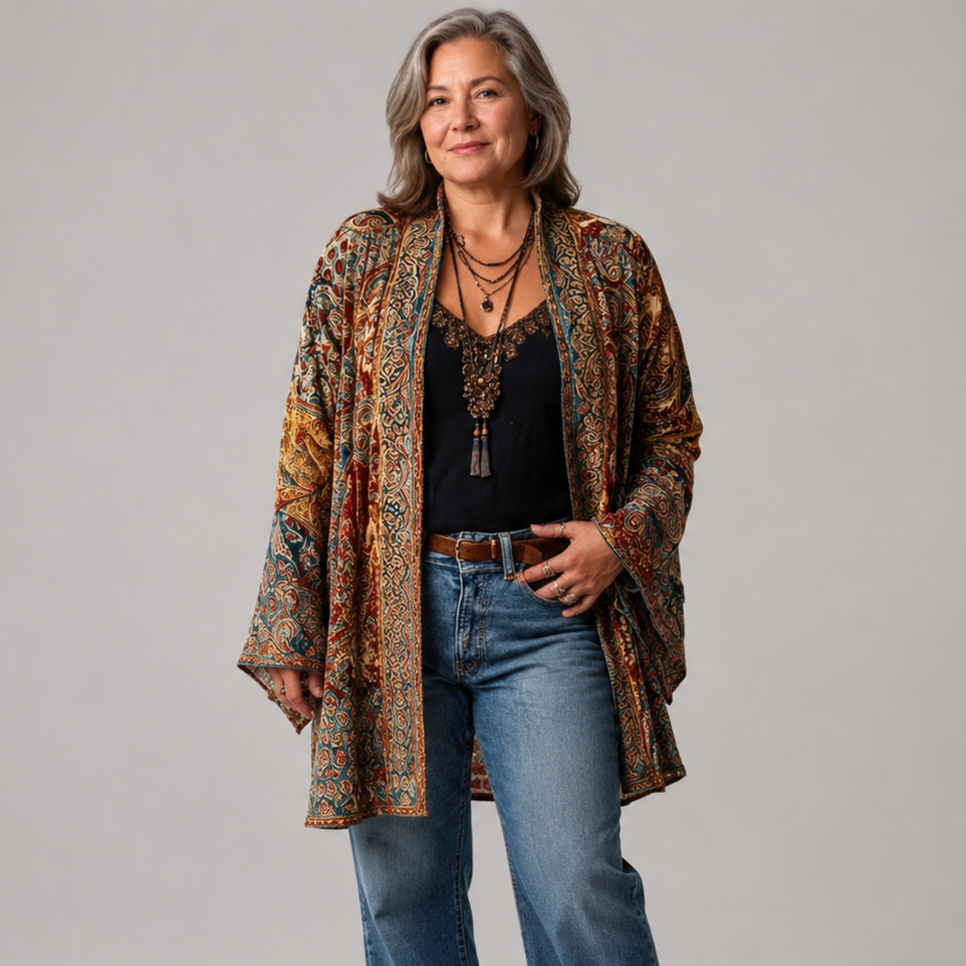 Darcy | Gilet kimono bohème brodé