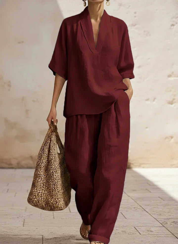 Lilly | Ensemble en Lin Deux Pièces Sans Effort
