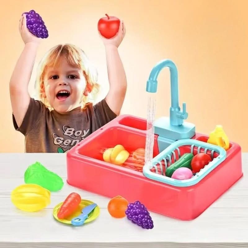Mini Évier de Jeu avec Robinet et Légumes