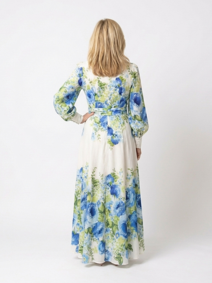 Harper | Robe Maxi à Manches Longues avec Boutonnage Floral