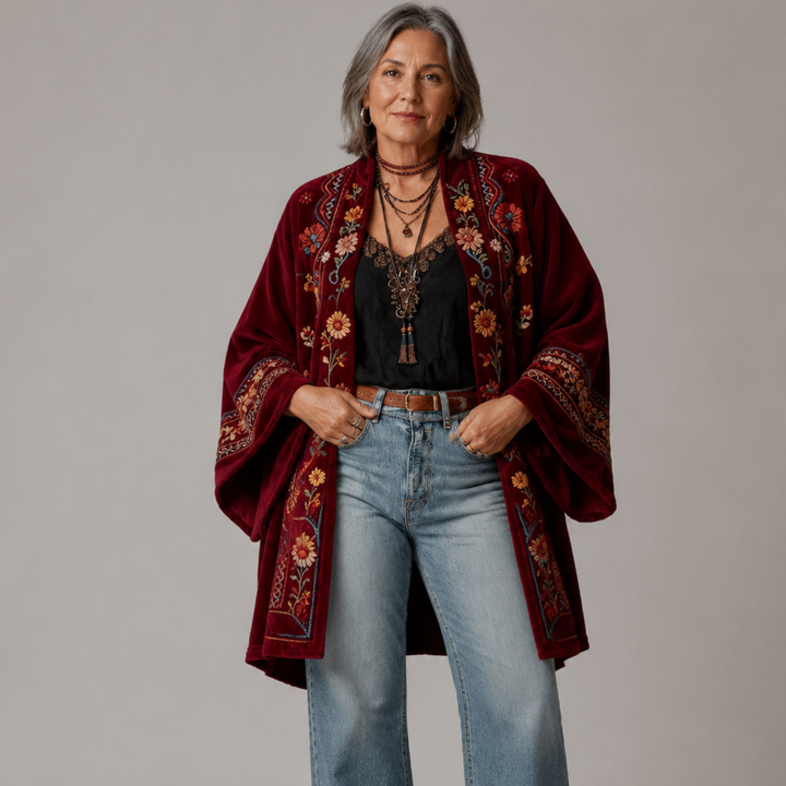 Darcy | Gilet kimono bohème brodé