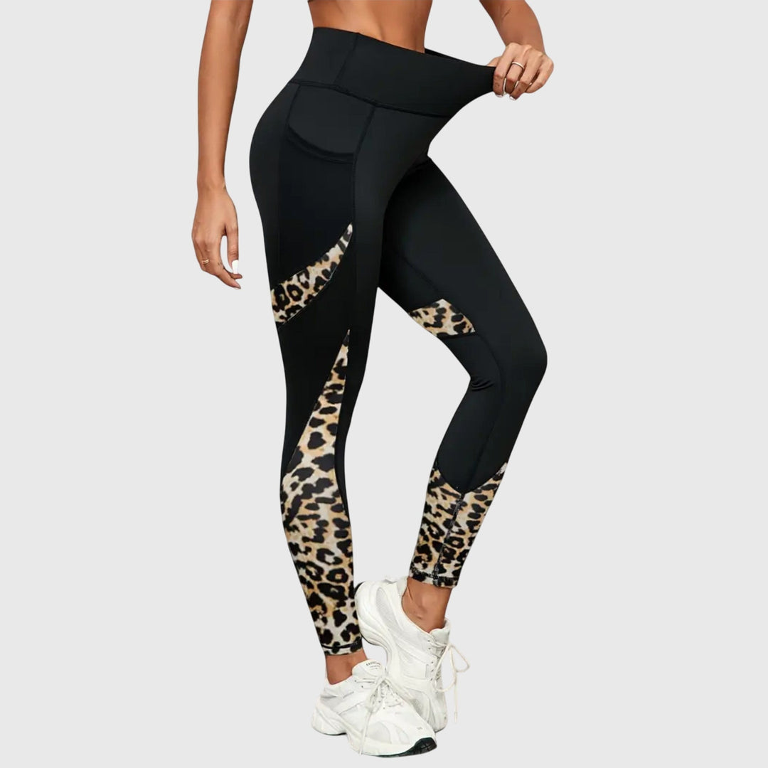 Jamie | Pantalons d'entraînement taille haute imprimé léopard