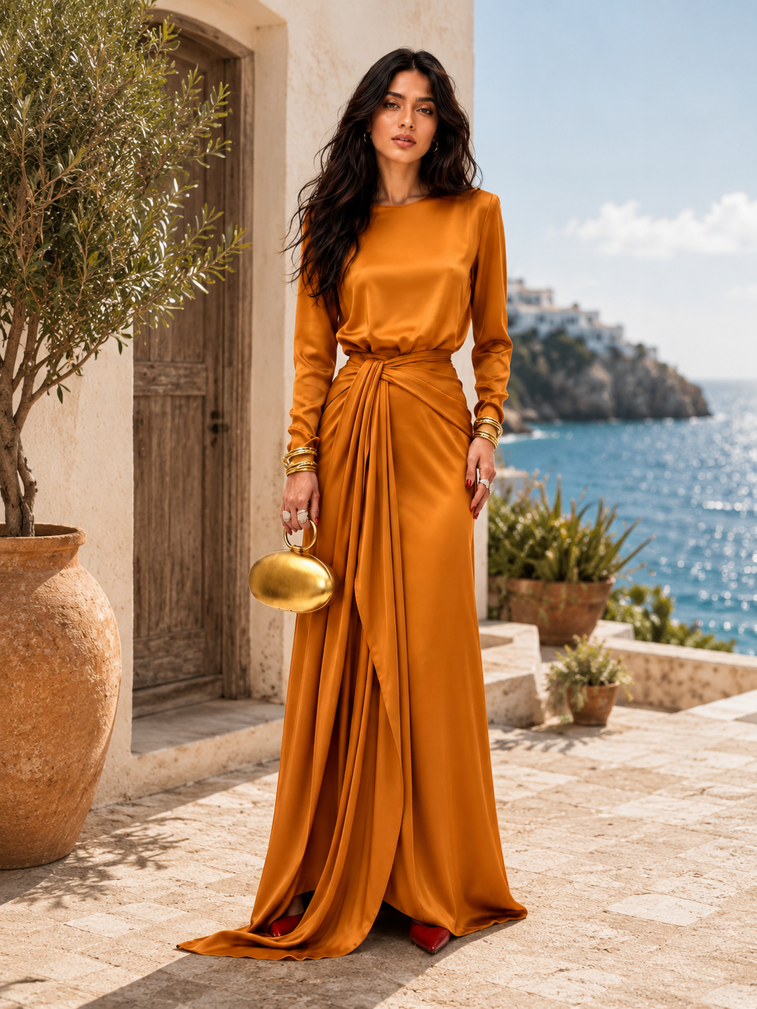 Amélie | Robe maxi drapée élégante