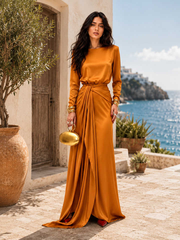 Amélie | Robe maxi drapée élégante
