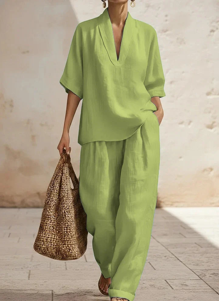 Lilly | Ensemble en Lin Deux Pièces Sans Effort