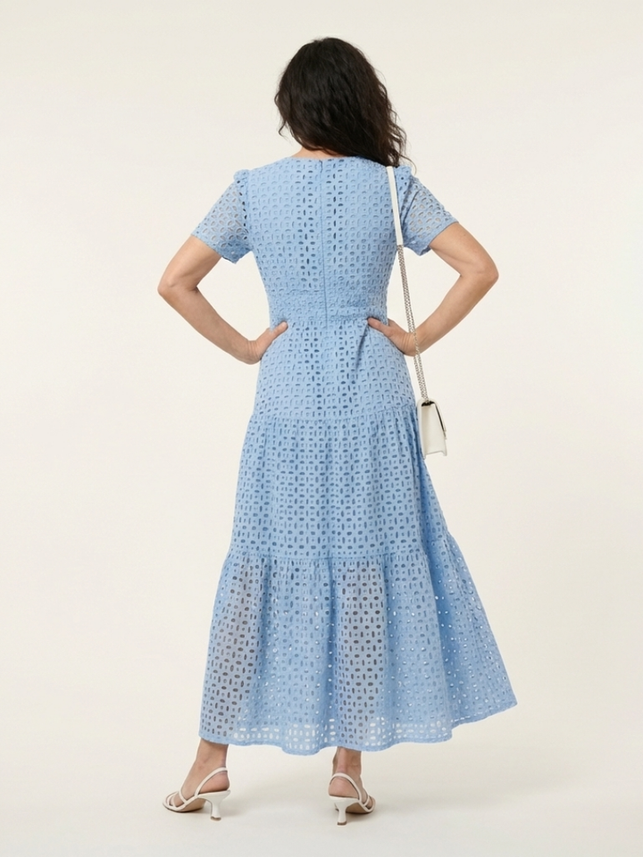 Brielle | Robe midi à manches courtes en V à volants