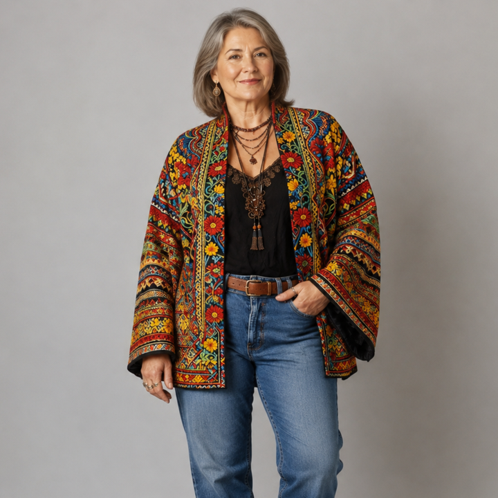 Darcy | Gilet kimono bohème brodé