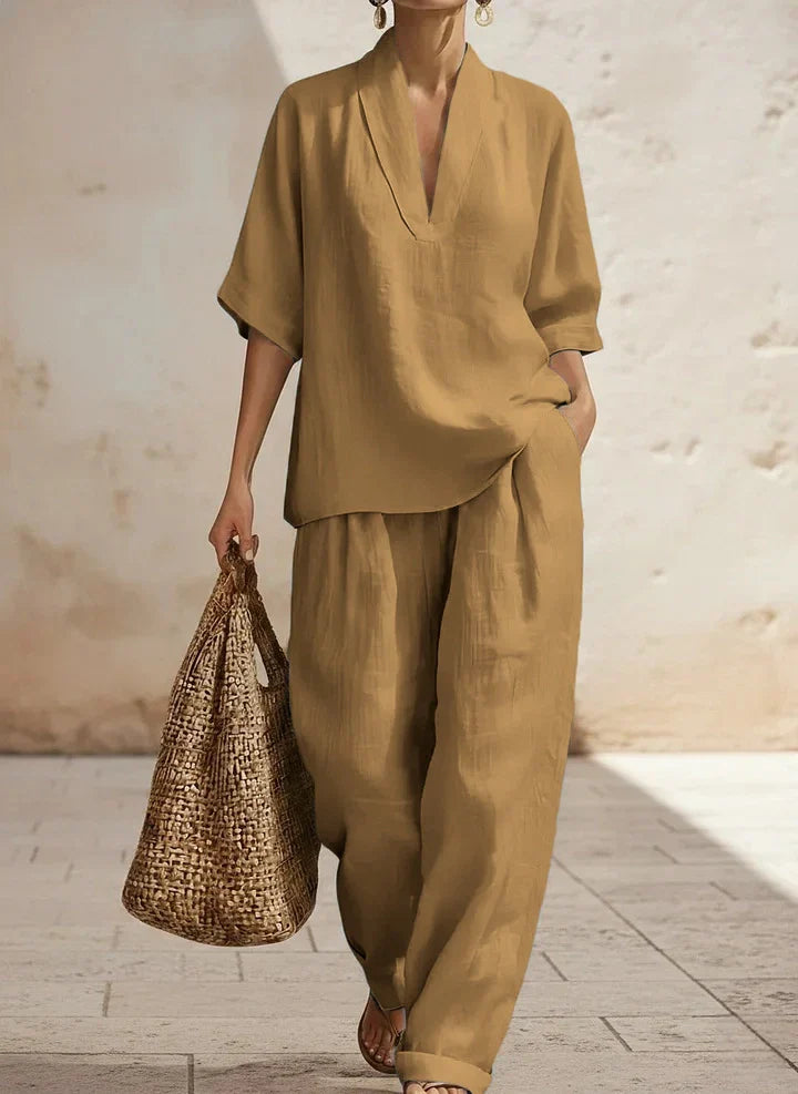 Lilly | Ensemble en Lin Deux Pièces Sans Effort