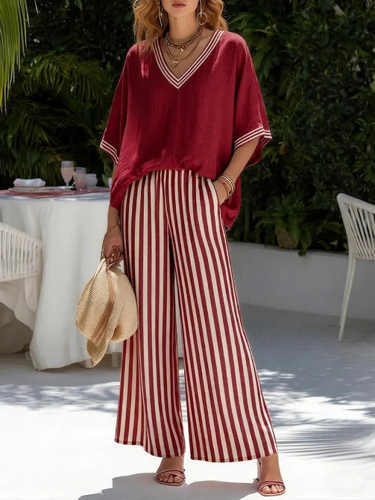 Sienna | Ensemble en Lin Rayé Détendu en Deux Pièces
