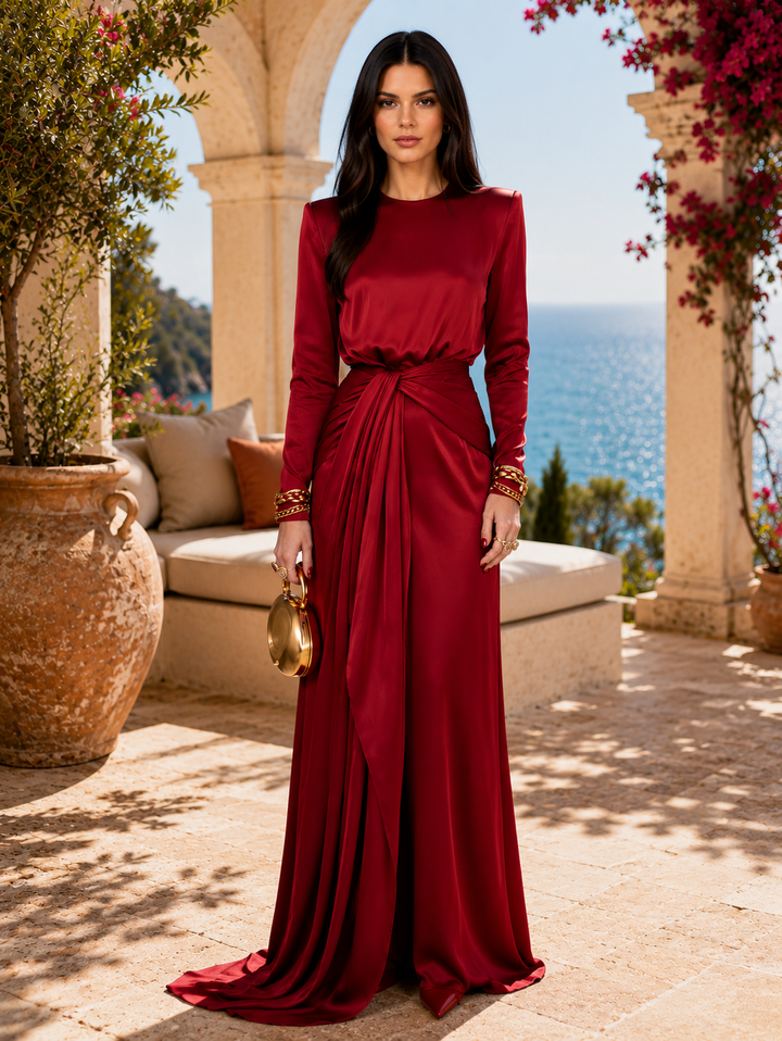 Amélie | Robe maxi drapée élégante