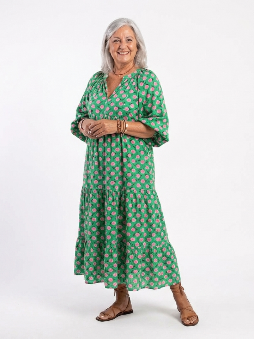 Fiora | Robe midi à volants imprimée florale