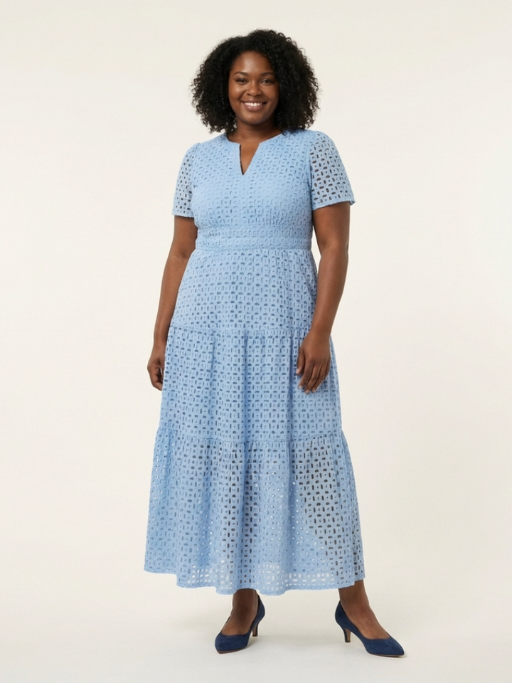 Brielle | Robe midi à manches courtes en V à volants