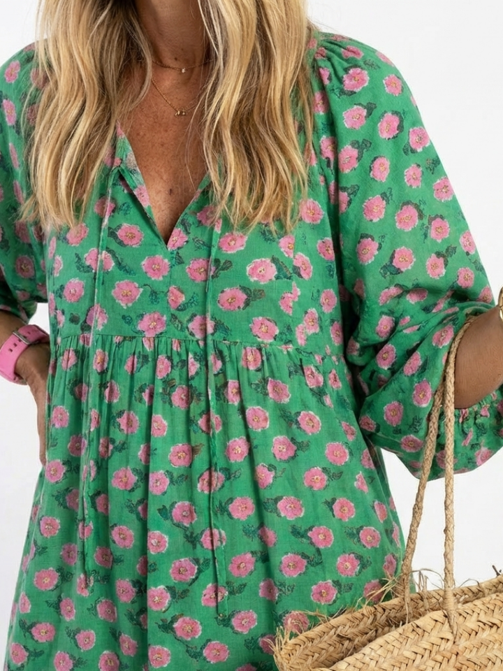 Fiora | Robe midi à volants imprimée florale