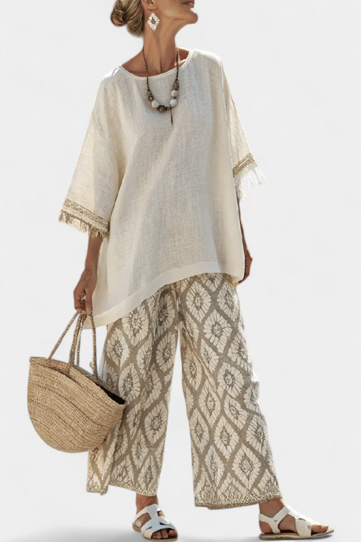 Alverra | Ensemble Haut Sophistiqué et Pantalons Décontractés