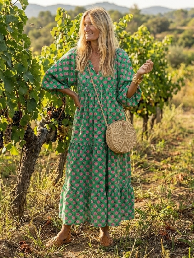 Fiora | Robe midi à volants imprimée florale
