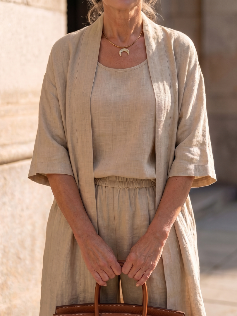 Yael | Ensemble Pantalon Top Détendu en Trois Pièces