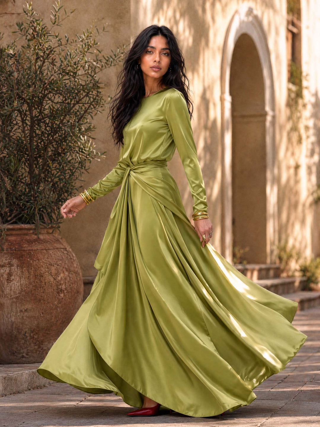 Amélie | Robe maxi drapée élégante