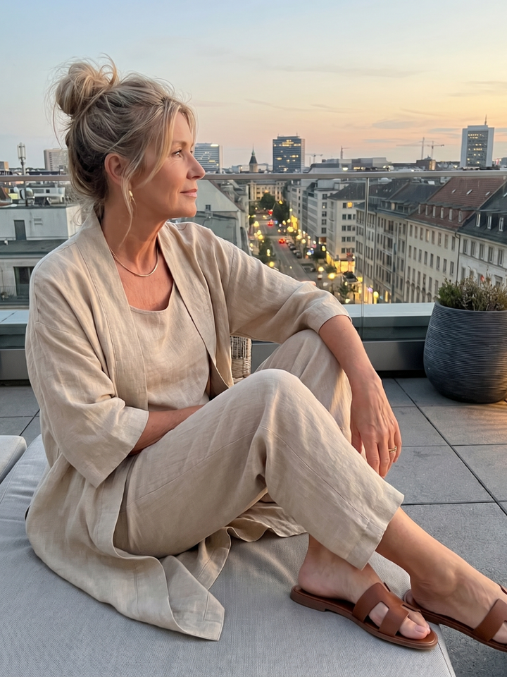 Yael | Ensemble Pantalon Top Détendu en Trois Pièces