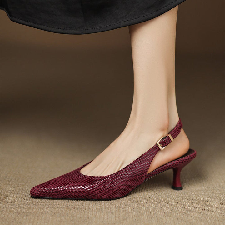 Talons Slingback en Cuir Pointus Céliane
