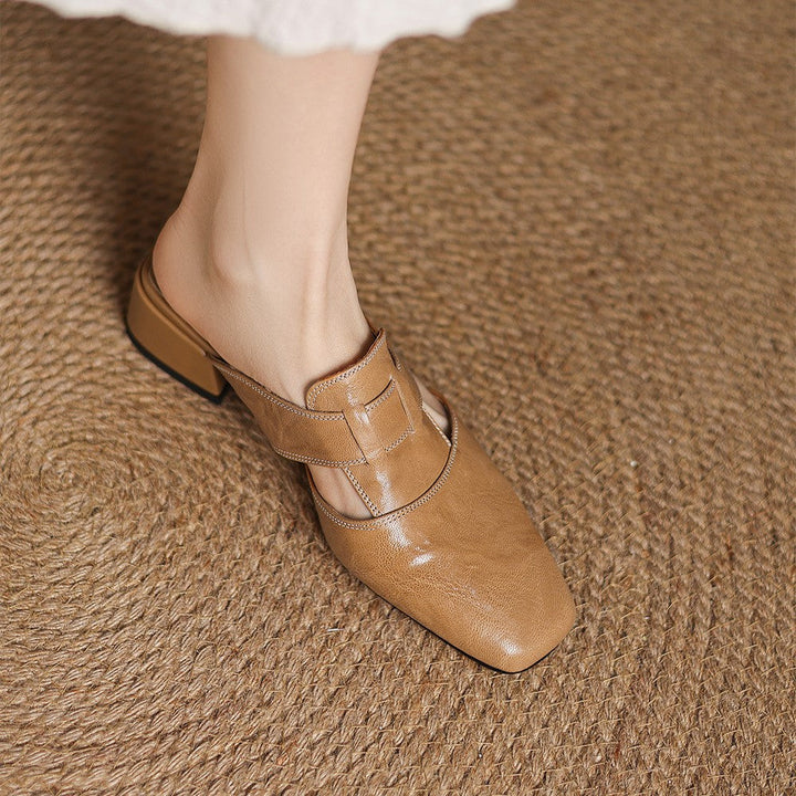 Mules en Cuir à Bout Carré Rosel