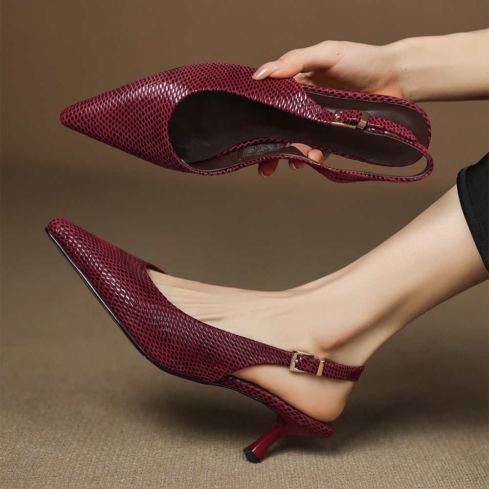Talons Slingback en Cuir Pointus Céliane