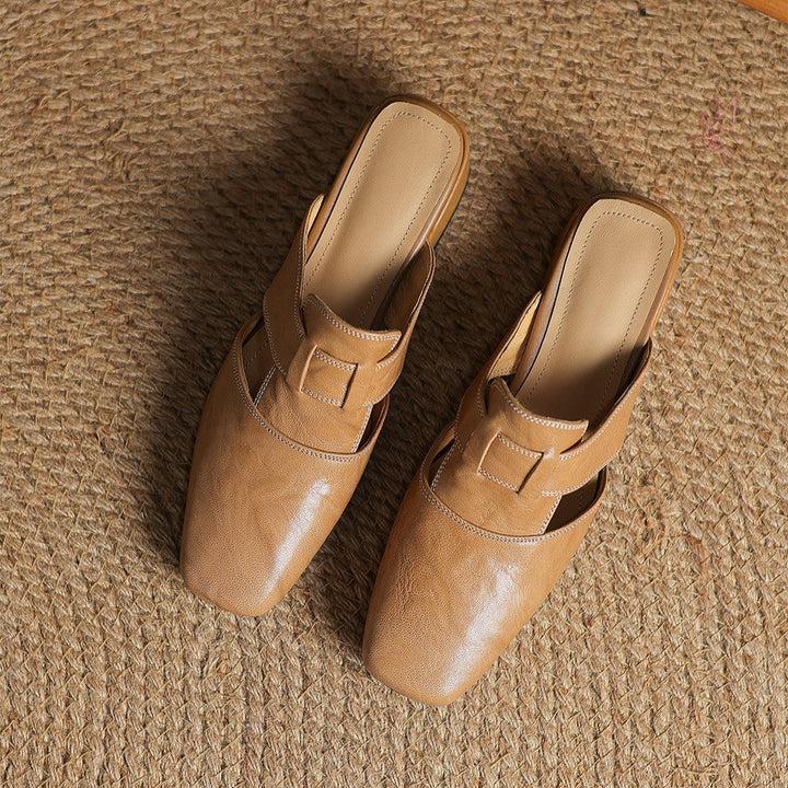 Mules en Cuir à Bout Carré Rosel