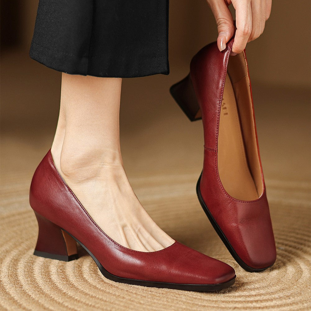 Escarpins Carrés en Cuir Oriel