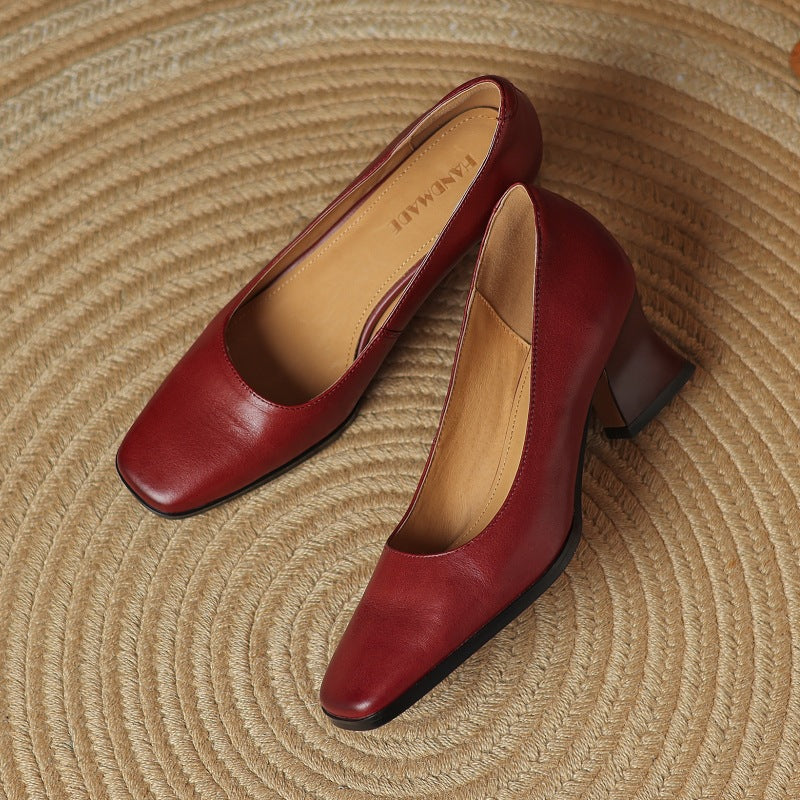 Escarpins Carrés en Cuir Oriel