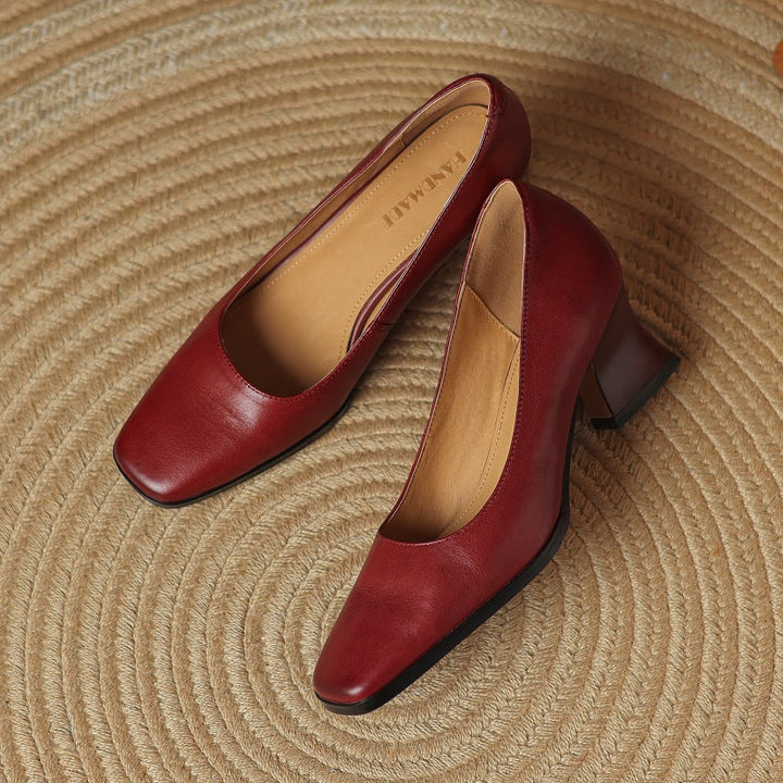 Escarpins Carrés en Cuir Oriel