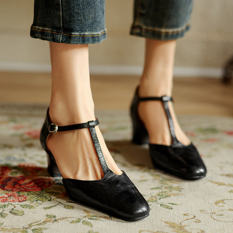 Talons T-Strap en Cuir Elowen