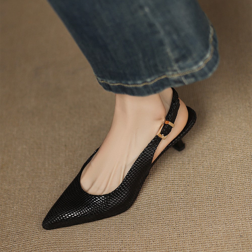 Talons Slingback en Cuir Pointus Céliane