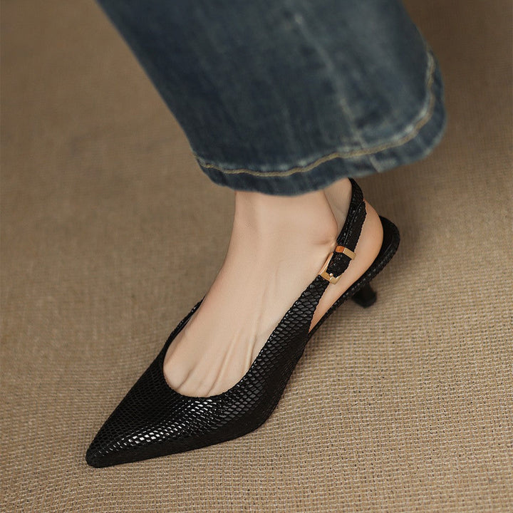 Talons Slingback en Cuir Pointus Céliane