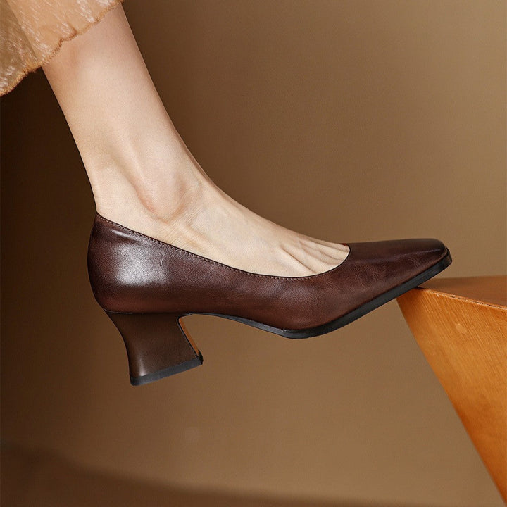 Escarpins Carrés en Cuir Oriel