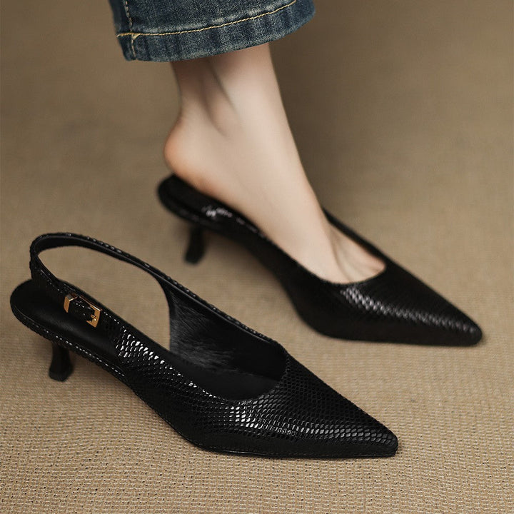 Talons Slingback en Cuir Pointus Céliane