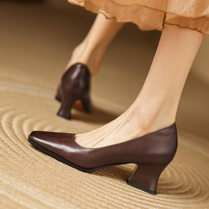 Escarpins Carrés en Cuir Oriel