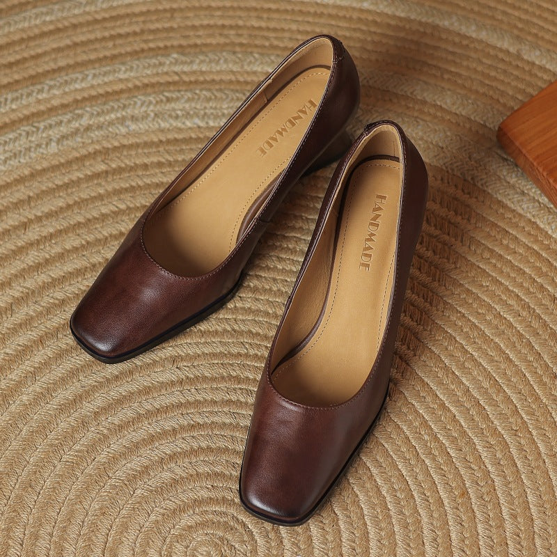 Escarpins Carrés en Cuir Oriel
