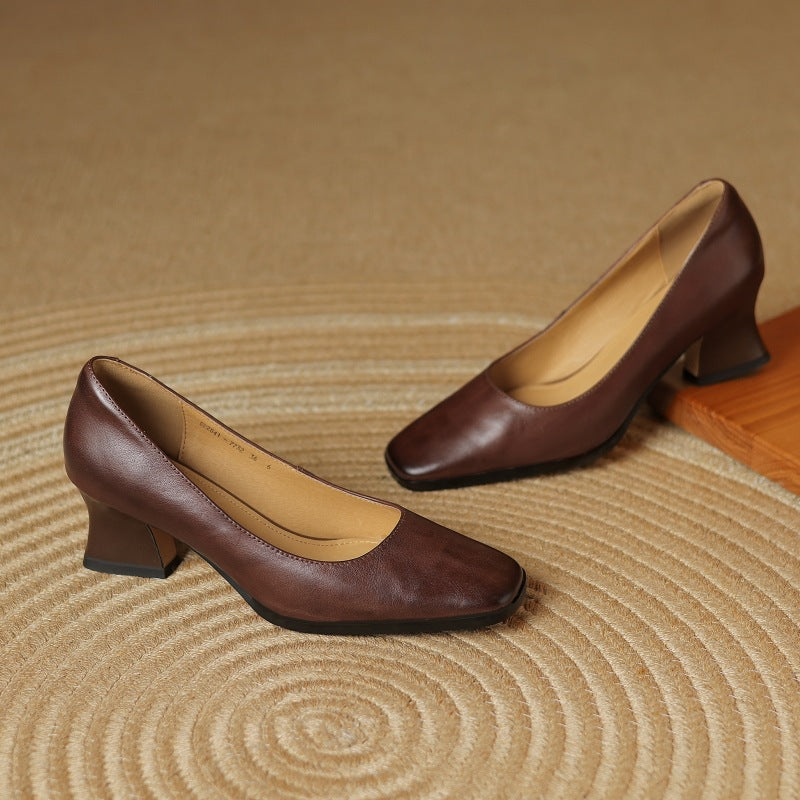 Escarpins Carrés en Cuir Oriel