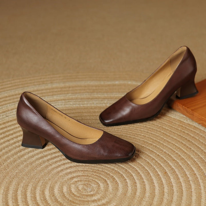 Escarpins Carrés en Cuir Oriel